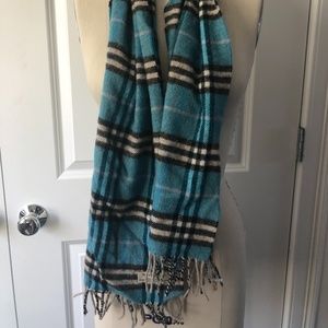 Authentic Blue Burberry Wool Scarf